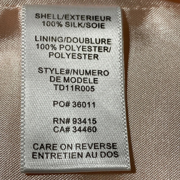 Trina Turk Peach 100% Silk Drawstring Waist Long Sleeve Mini Dress - Picture 8 of 8